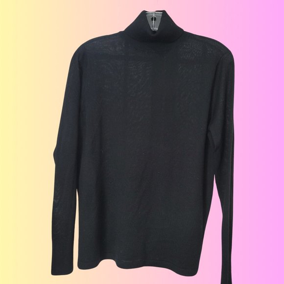 BLACK CASHMERE TURTLENECK LIGHTWEIGHT SWEATER SZ L - Picture 1 of 2